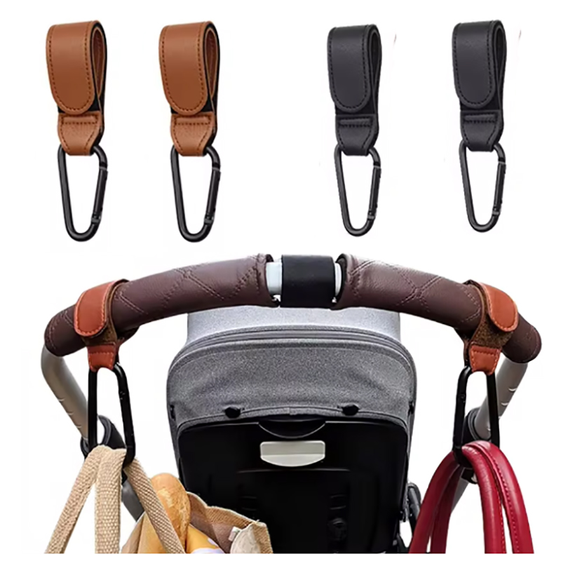 Travel Accessories For 4 Year Old - ベビーカーフックファッション Pu レザー調節可能なベビーカーフックカートオーガナイザーおむつバッグハンガー子供少年少女旅行アクセサリー