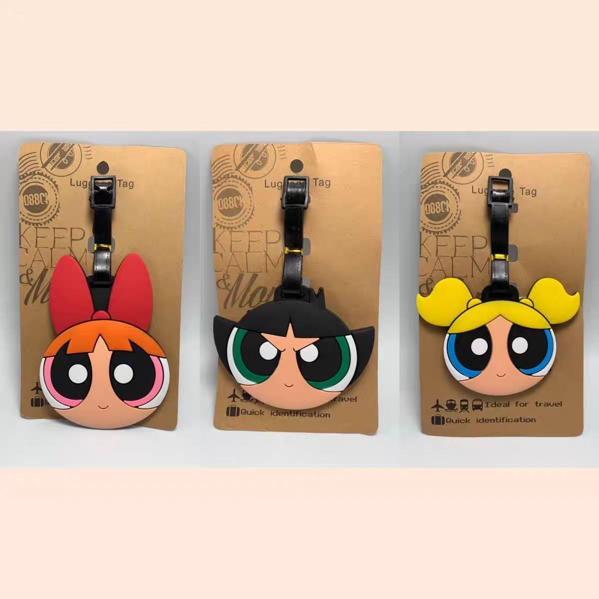 Travel Accessories For Girls - アニメパワーパフガールズバッグペンダントかわいい漫画風荷物タグキュートな荷物ペンダントDIYチェックイン紛失防止トラベルホリデーギフト