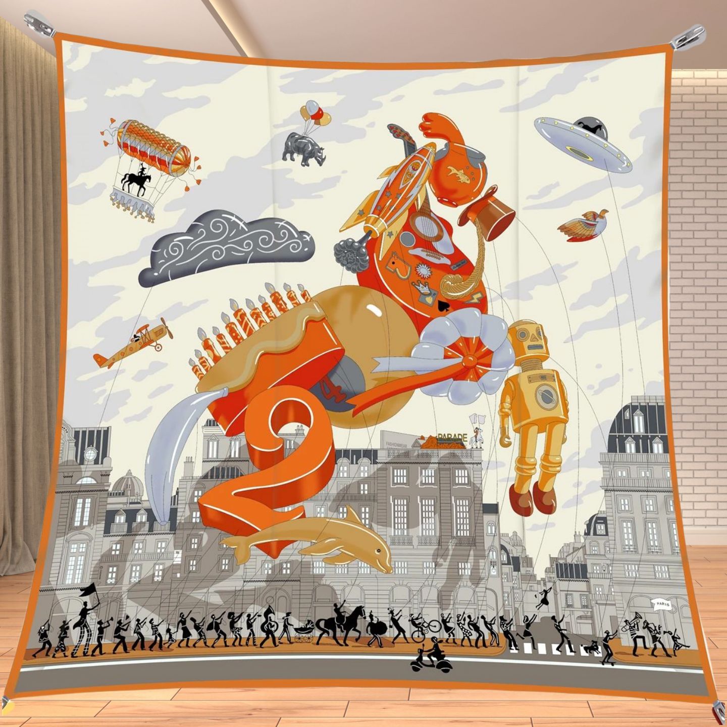 Travel Accessories Unisex - 90cmツイルシルク風スクエアスカーフ、馬柄トラベルファンタジープリント、高級多用途ショール＆ネックスカーフ、女性用ストリートウェアアクセサリー