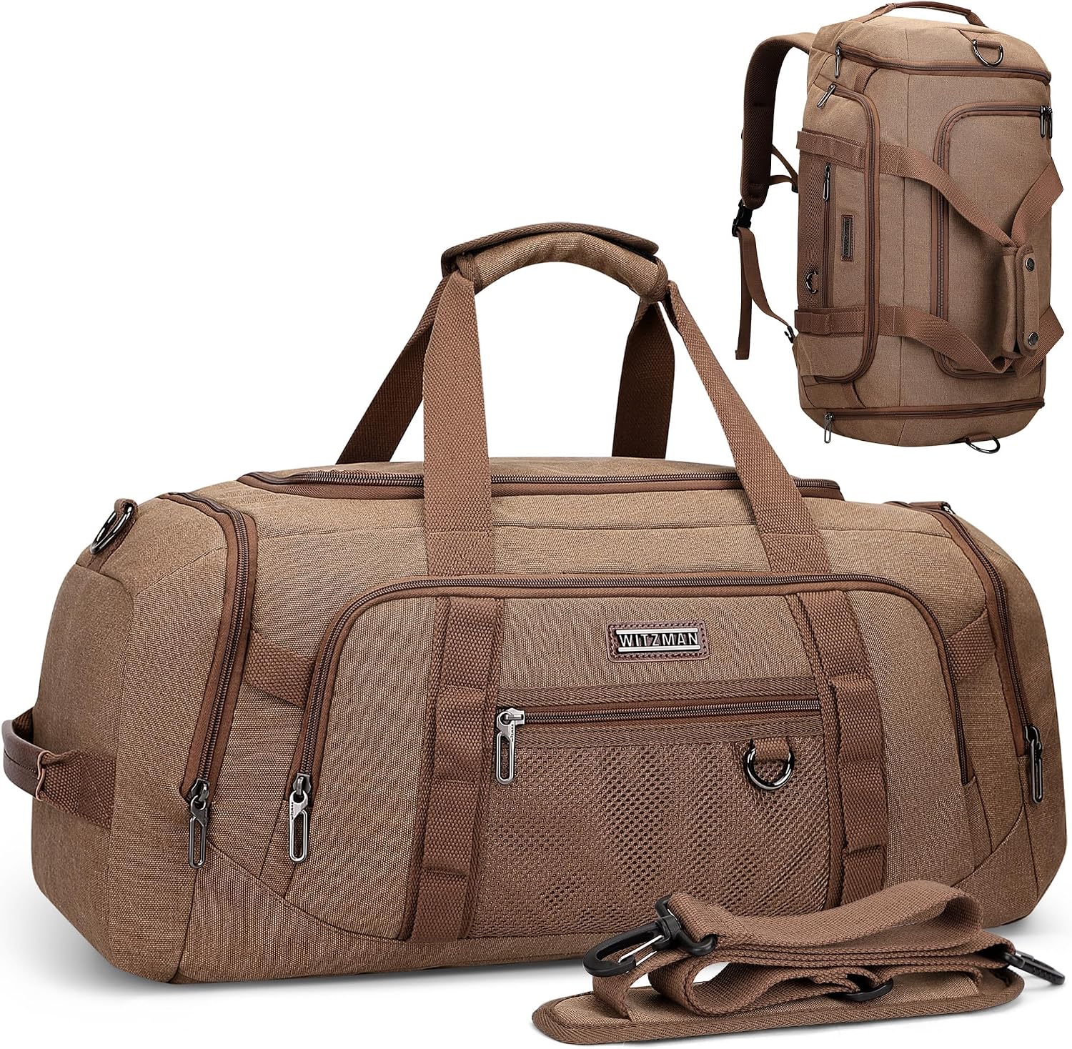 Shoe Bag Travel - メンズキャンバスダッフルバッグ 3 in 1 変形バックパック 45L