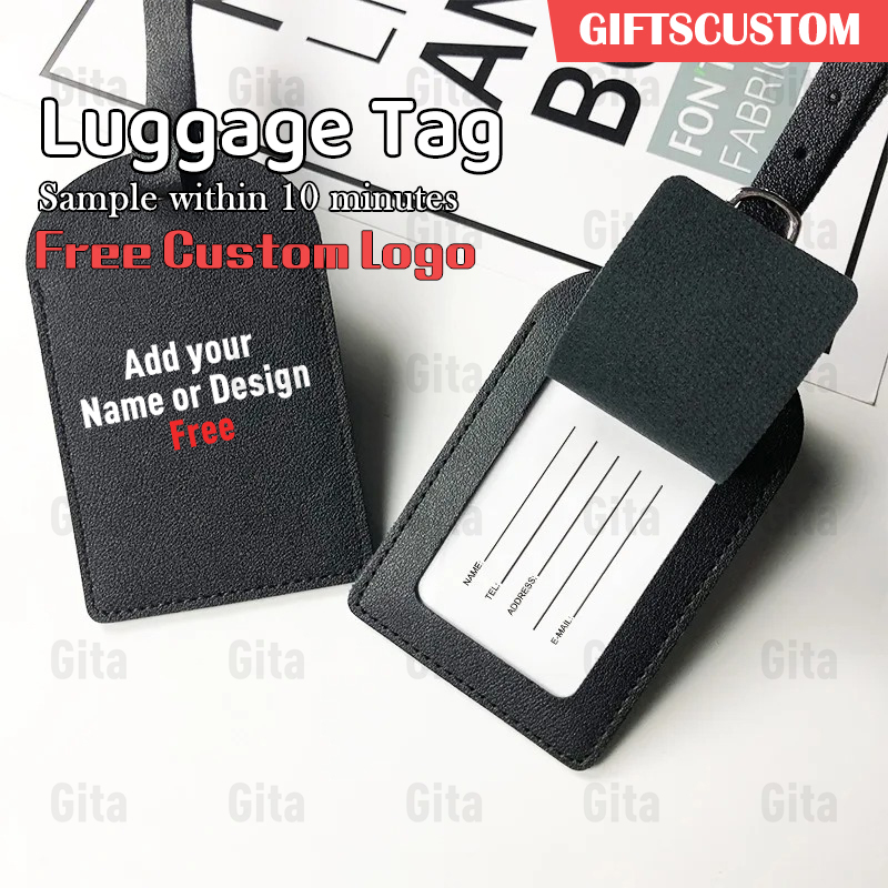 Travel Accessories Company - GITA無料カスタムロゴ/名前入りPUレザー荷物タグ/飛行機タグ、ホリデーギフト、企業プロモーション、休暇旅行に最適