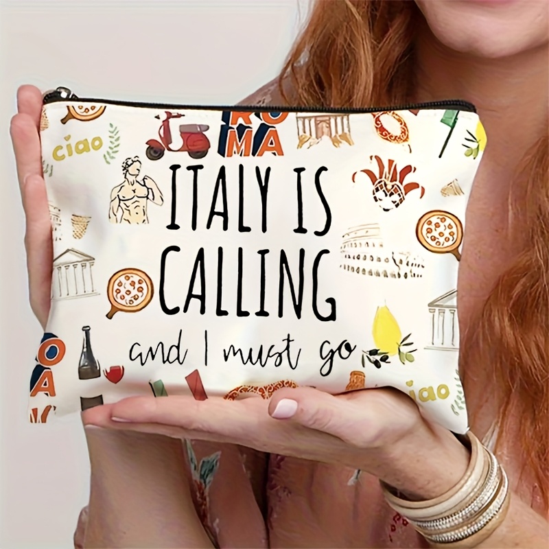 Travel Accessories Italy - 「イタリアが呼んでいる、私は行かなければならない」大容量メイクアップバッグ イタリアの象徴的なお土産デザイン コスメポーチ トラベルアクセサリーバッグ
