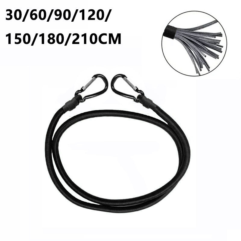 Travel Accessories Kit - 30～210cm伸縮式弾性ロープ 軽量フック付き 弾性ロープ 旅行用荷物結束ロープ 荷物梱包 ルーフラックストラップ