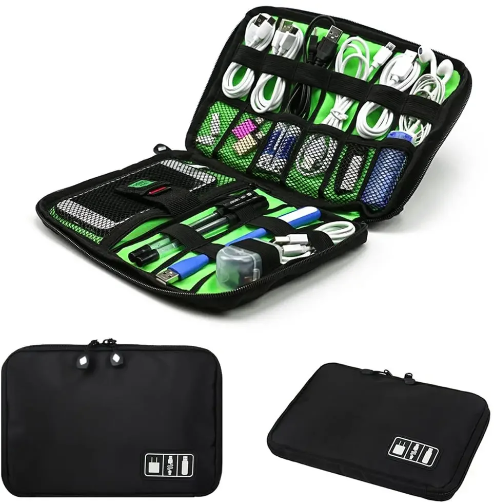 Travel Accessories Kit - ケーブルオーガナイザー収納バッグシステムキットケース USBデータケーブル イヤホンコード ペン モバイルバッテリー デジタルガジェット
