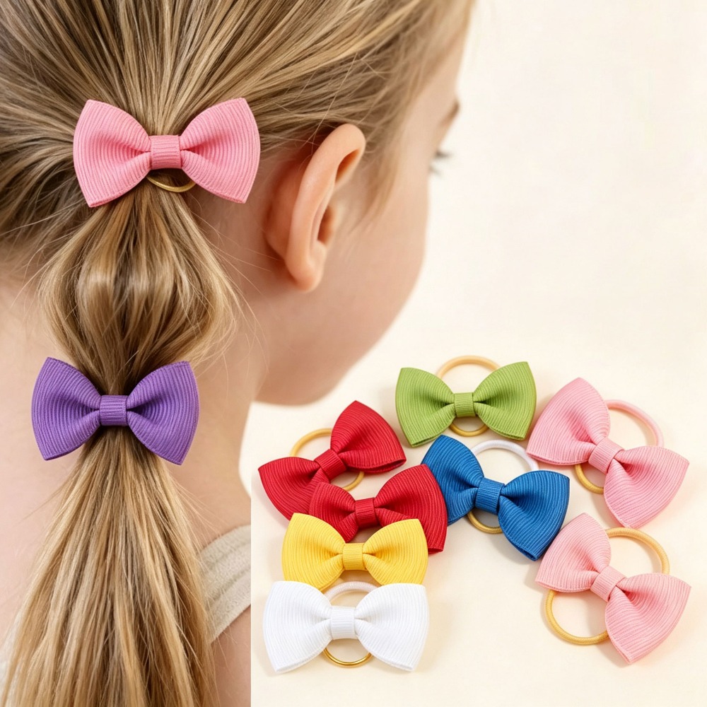 Travel Accessories Girls - 20個入り、ランダムな色の生地製リボンヘアクリップ。普段使いにぴったりの可愛らしいヘアアクセサリー。女性や女の子に。
