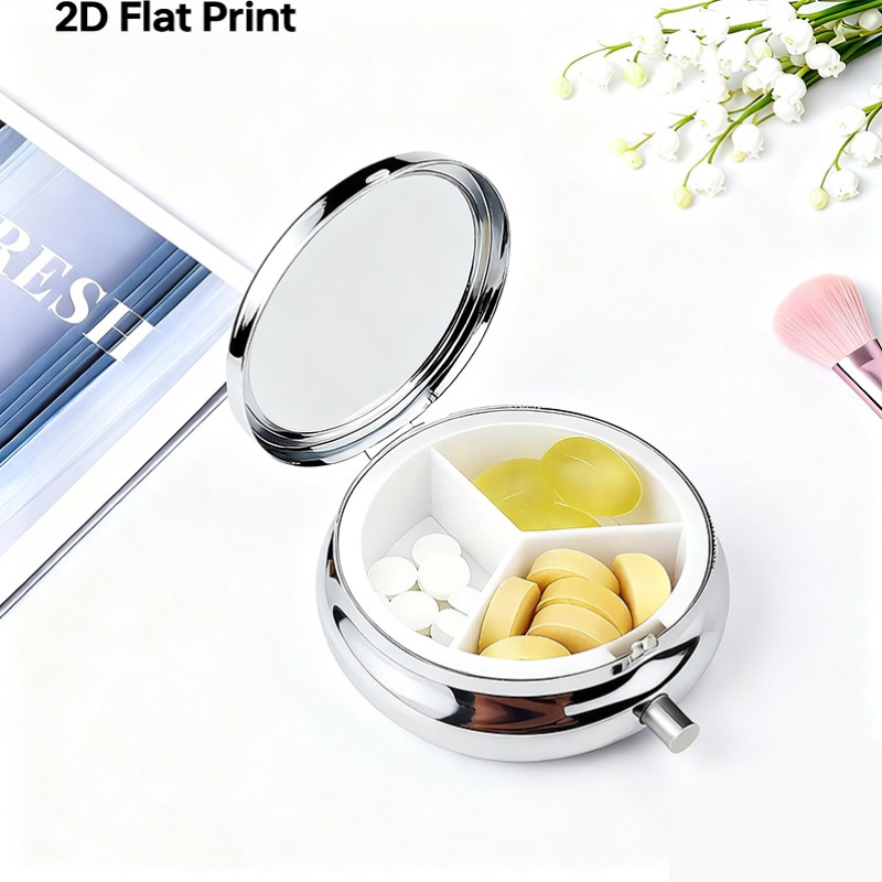 平らで持ち運び可能な丸い金属製のピルケースは、かわいいフクロ - Travel Accessories As Gifts のレビューと価格