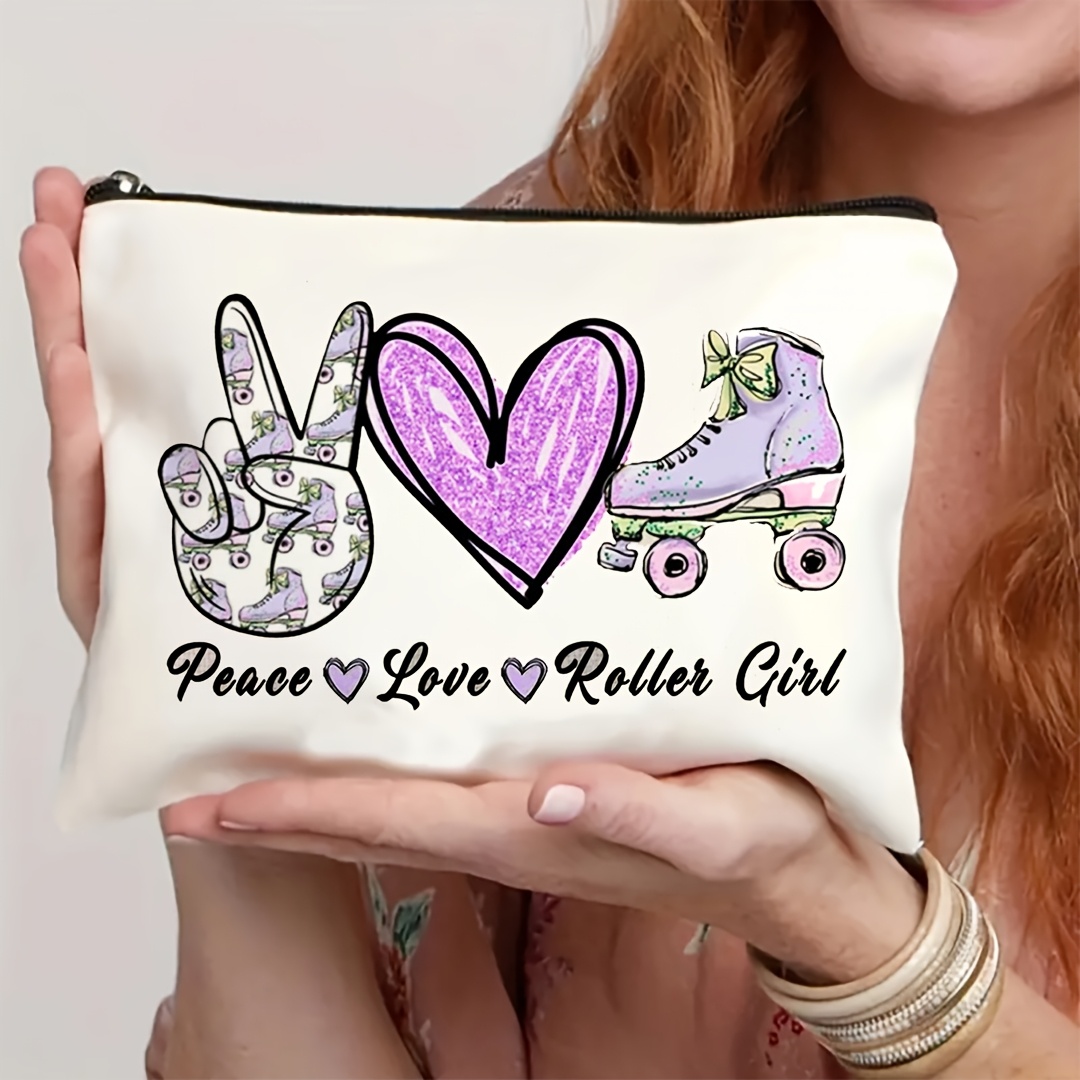 1個入り ピース、ラブ＆ローラースケートガール レトロデザイ - Travel Accessories For Girls のレビューと価格