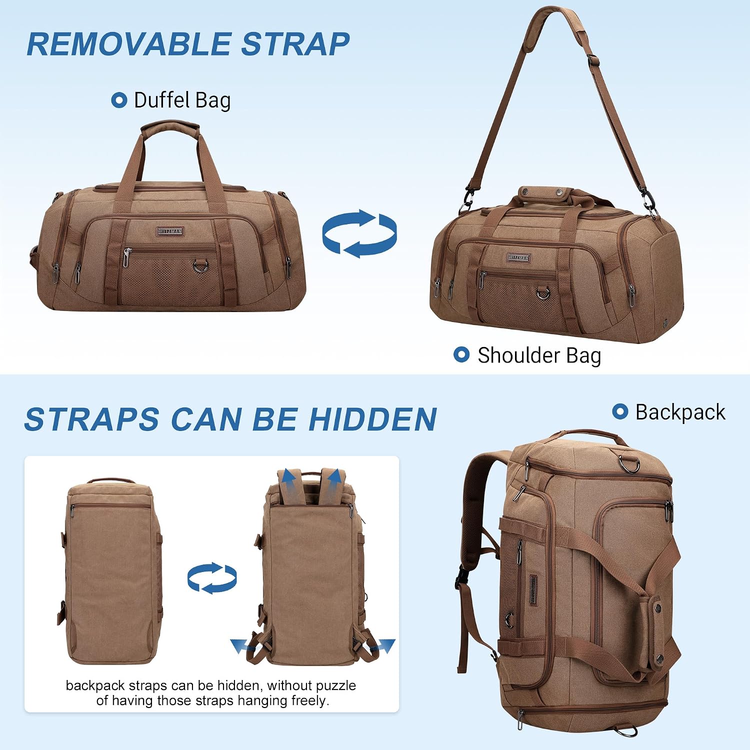 メンズキャンバスダッフルバッグ 3 in 1 変形バックパッ - Shoe Bag Travel のレビューと価格