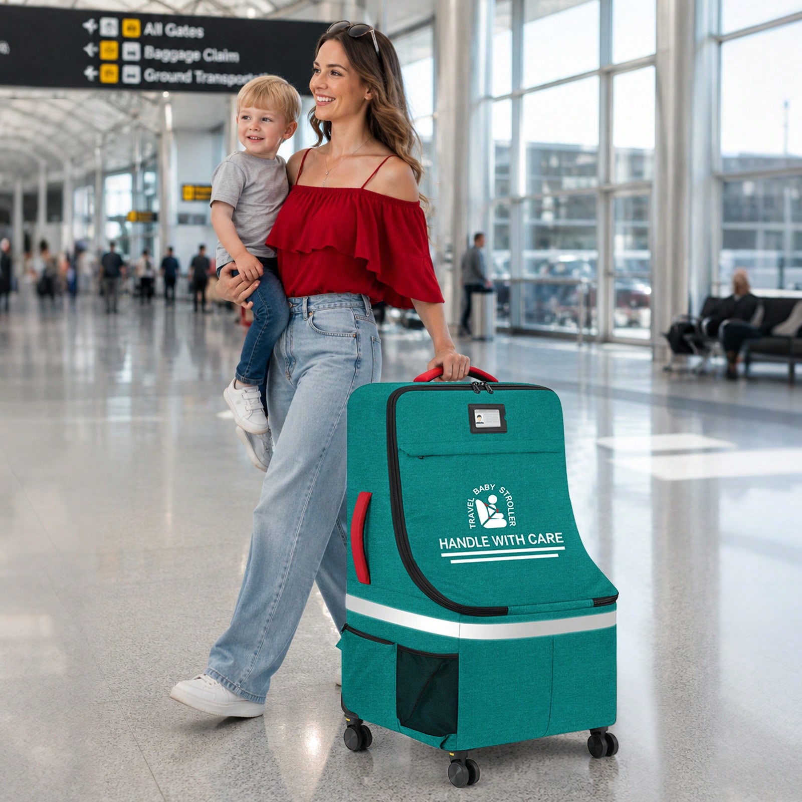 飛行機用パッド入りカーシートトラベルバッグ（スピナーホイール - Car Seat Travel Bag のレビューと価格