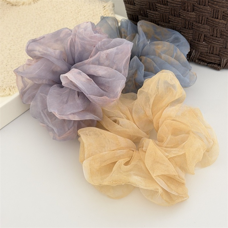 1Pc ヘアシュシュ特大オーガンザタイダイ薄手の弾性ヘアバン - Travel Accessories Girls のレビューと価格