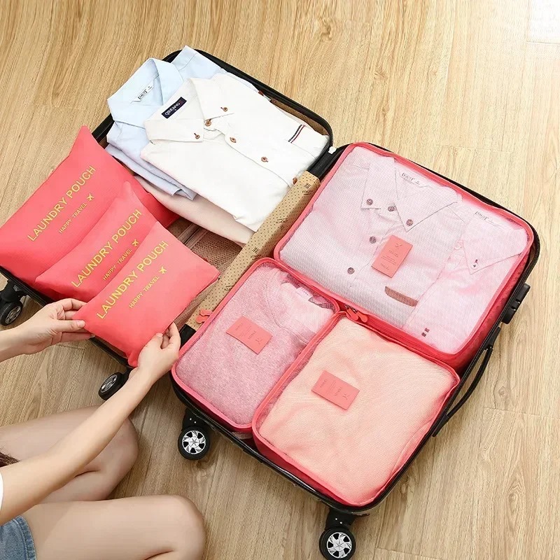 6個セット旅行用収納バッグスーツケースパッキングセット収納ケ - Shoe Bag Travel のレビューと価格