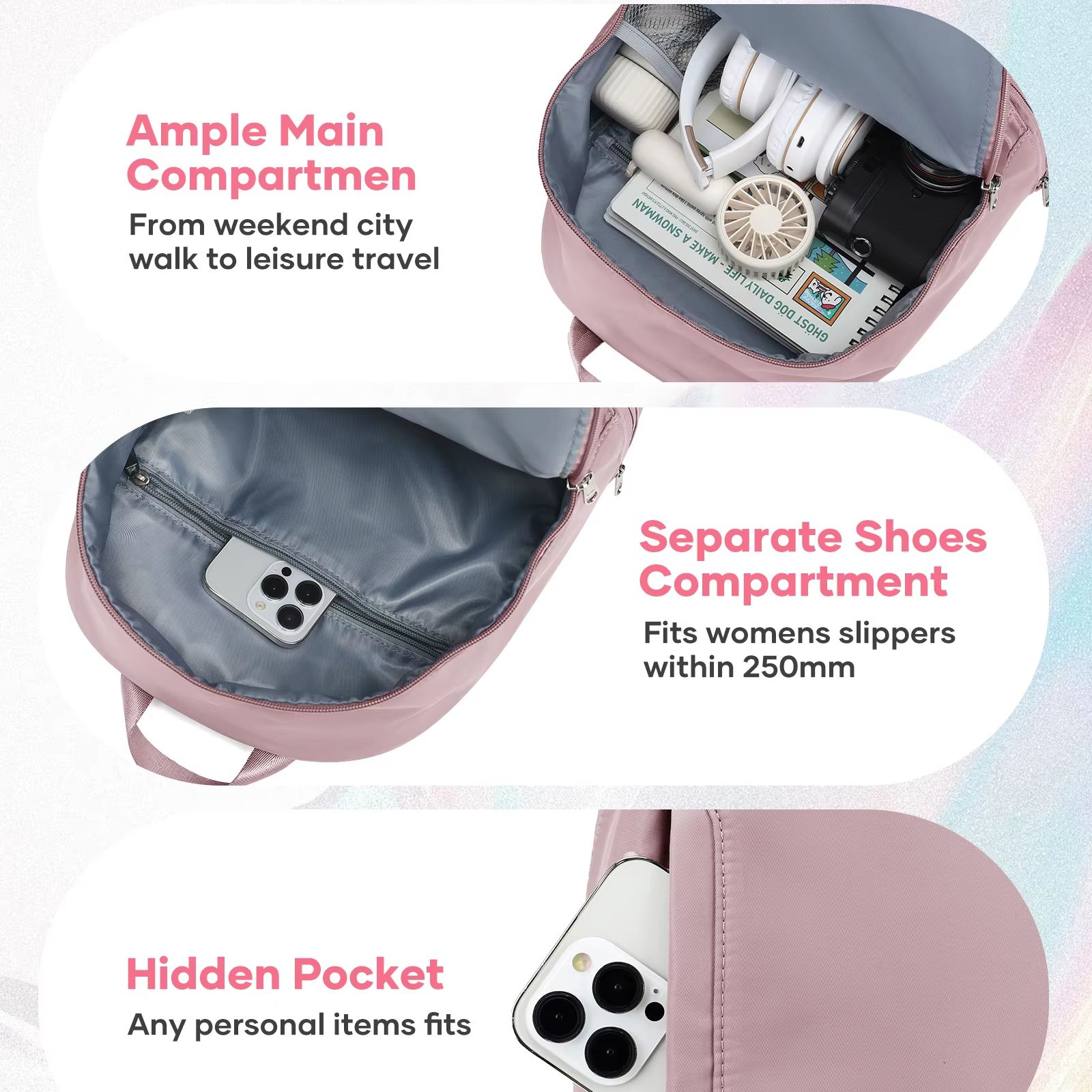 女性用バッグ、靴用コンパートメント付き小型スポーツバックパッ - Shoe Bag Travel のレビューと価格