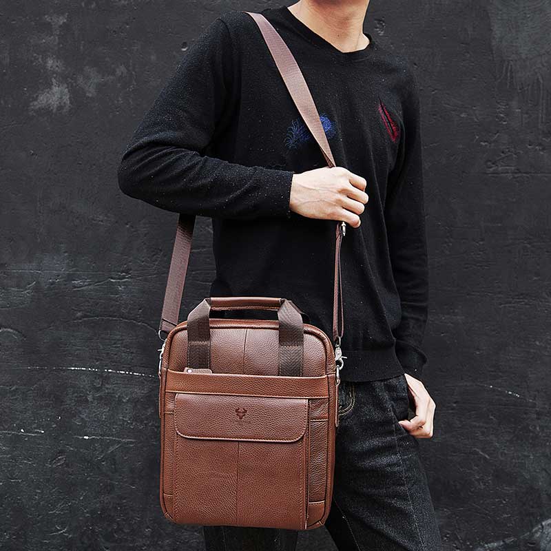 耐久性のある本革バッグ男性用高品質ビジネスクロスボディスリン - Travel Accessories Italy のレビューと価格
