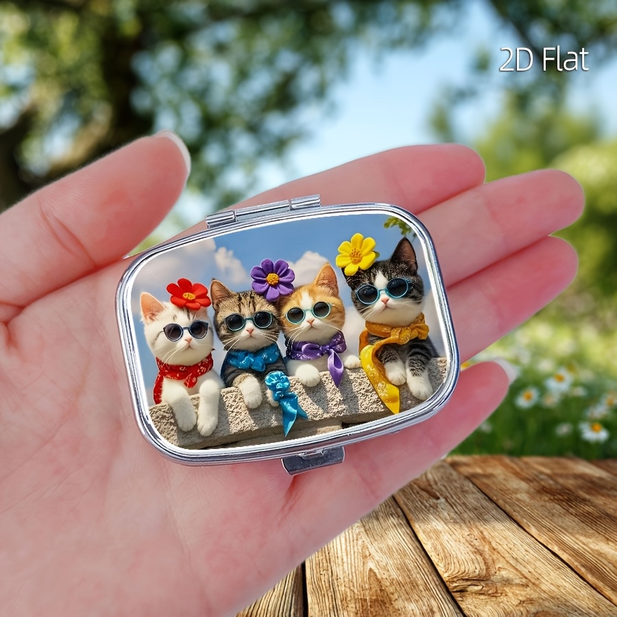 フラットデザイン、かわいい猫柄のピルケース。薬を収納するため - Travel Accessories As Gifts のレビューと価格